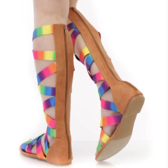 Size 6🌈Rainbow Strappy Festival Sandals - Picture 7 of 8